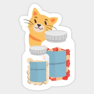 Antidepressant Cat Sticker